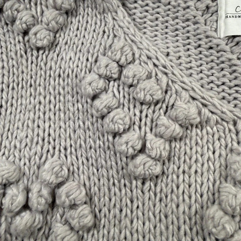 Chicwish Heart Pom Pom Sweater Womens S/M Lavender Excellent Chunky Knit Wool